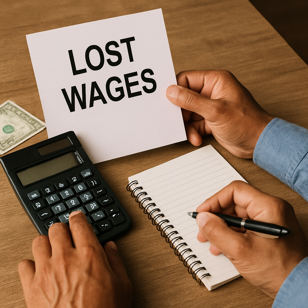 person calculating lost wages