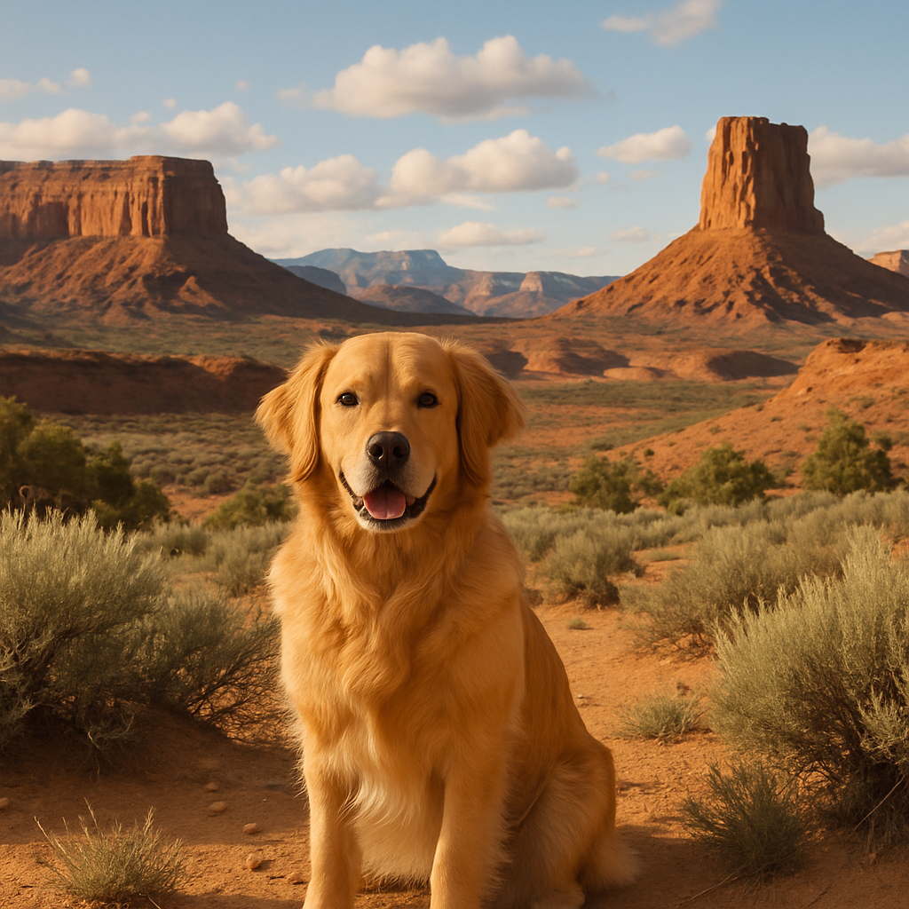 a dog in Utah landscape